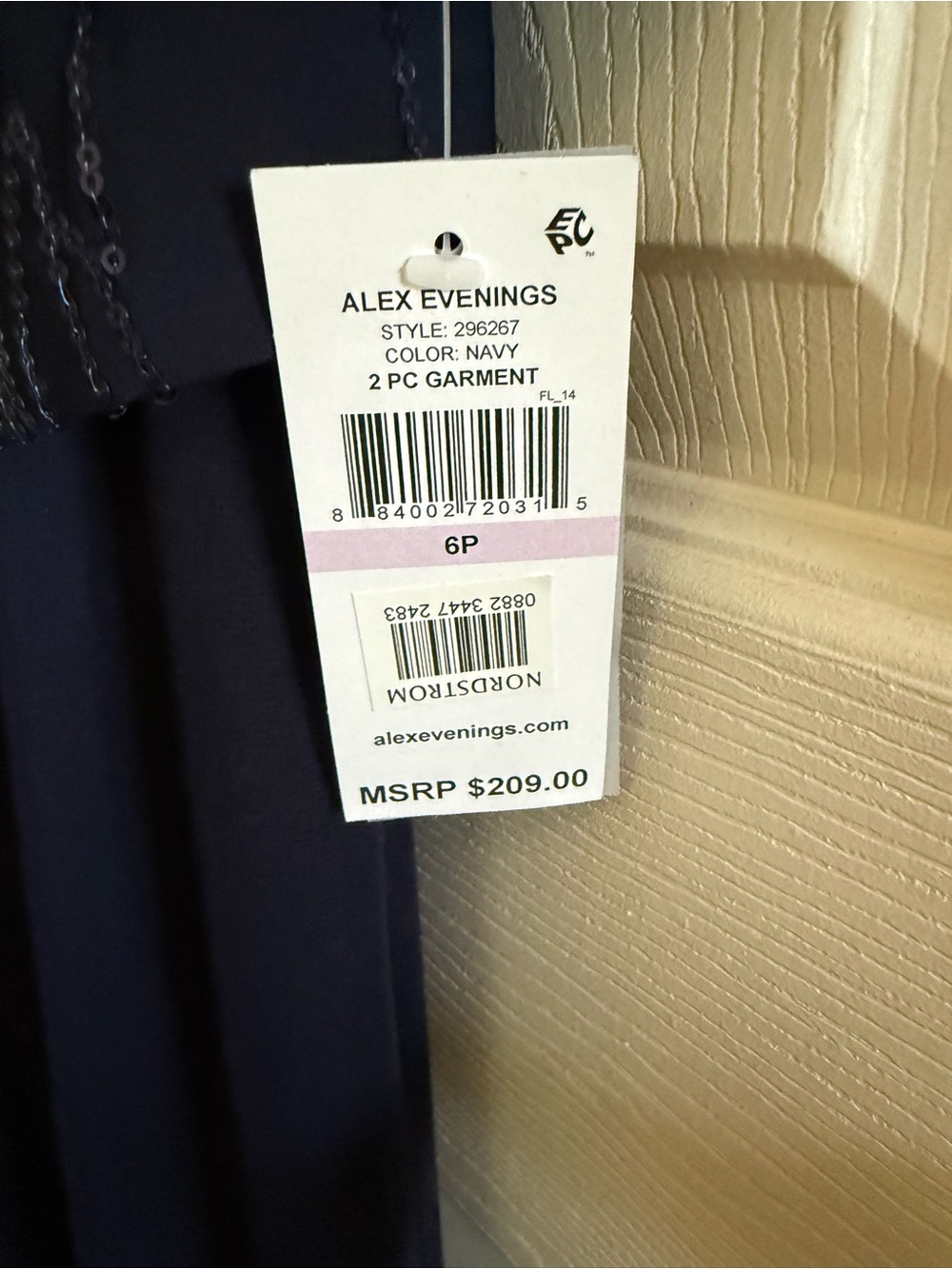 Alex Evenings Navy Sequin Jacket and Dress Two-Piece - Picture 3 of 7